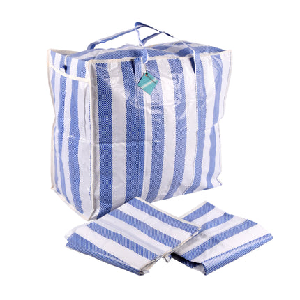 Boodschappentassen in Blauw & Wit - Praktische Opbergtassen - 55cm x 30cm x 50cm - Handige Rits - Shopper Tassen - 540g 