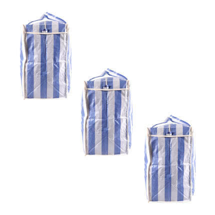 Boodschappentassen in Blauw & Wit - Praktische Opbergtassen - 55cm x 30cm x 50cm - Handige Rits - Shopper Tassen - 540g 