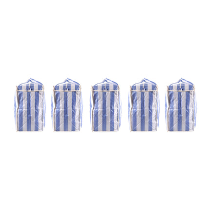 Kleurrijk en Praktisch - Set van Blauw-Witte Tassen - Opbergtas met Rits - 55cm x 30cm x 50cm - Gemaakt van Plastic - Bevat 5 Stuks - Handige Shopper Tas voor Kleding 