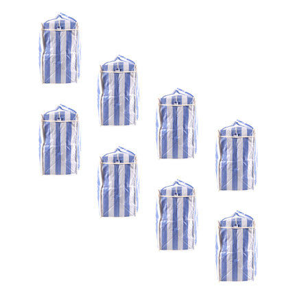 Opslagkorting: Praktische Opbergtas met Rits - Blauw-Wit - 55cm x 30cm x 50cm - 1440g - Set van 8 Stuks - Handgrepen Bijgevoegd