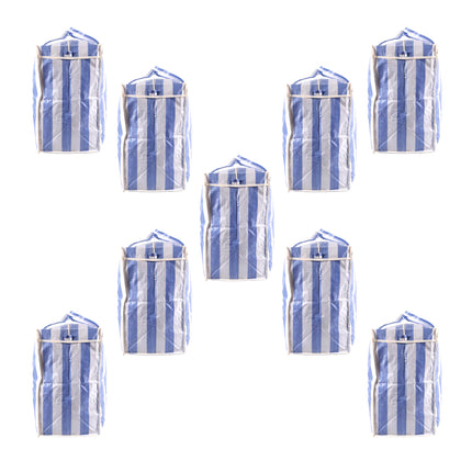 Negen Stuks Blauw-Witte Opbergtas Set - Ruime 82 Liter Capaciteit - Duurzaam Plastic - 55cm x 30cm x 50cm - Reistas 
