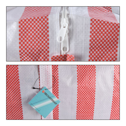Duurzame Rood-Witte Opbergtassen voor Kleding, Reizen en Boodschappen - 8 Stuks - 55cm x 30cm x 50cm - Met Rits - 1440g