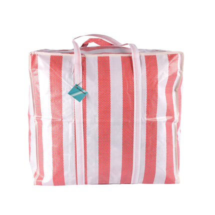 1 stuk Boodschappentas met Rits - Rood-Wit - Shopper tas XXL - 55cm x 30cm x 50cm - Wastas - 180g  - 82 Liter 