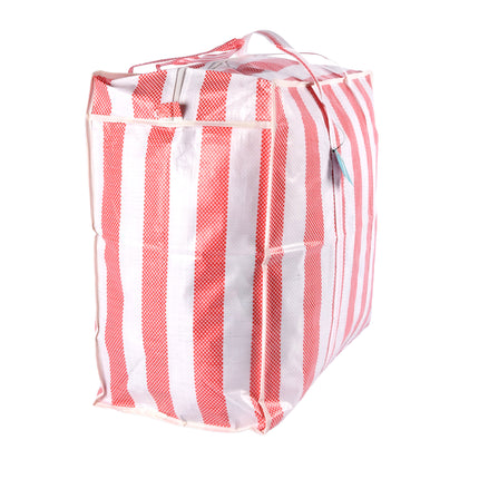 1 stuk Boodschappentas met Rits - Rood-Wit - Shopper tas XXL - 55cm x 30cm x 50cm - Wastas - 180g  - 82 Liter 