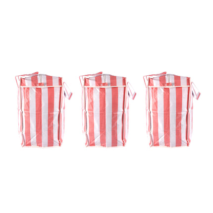 Rode en Witte Opvouwbare Shopper Tas met Rits - 55cm x 30cm x 50cm - shopper tas XXL - 540g - Opvouwbare tas - 3 stuks - 82 Liter 