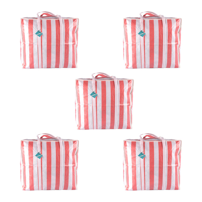 Multifunctionele Opbergtassen Set - Rood-Wit - 5 stuks - Reistas - 82 Liter - Lichtgewicht Plastic - Opvouwbare tas 