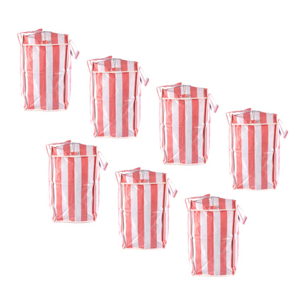 Handige Shopper Tas XXL - Rood-Wit - 55cm x 30cm x 50cm - Met Rits - Opvouwbare tas - 1260g - 7 stuks - Boodschappentas - 82 liters 
