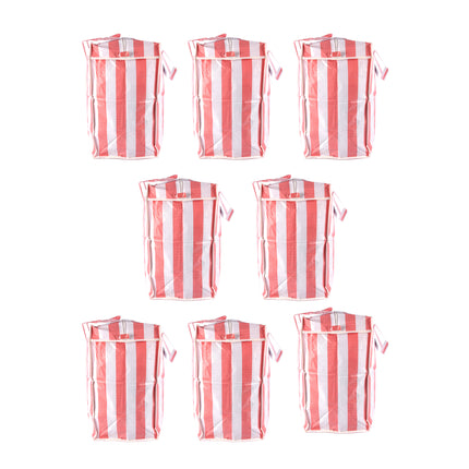 Duurzame Rood-Witte Opbergtassen voor Kleding, Reizen en Boodschappen - 8 Stuks - 55cm x 30cm x 50cm - Met Rits - 1440g