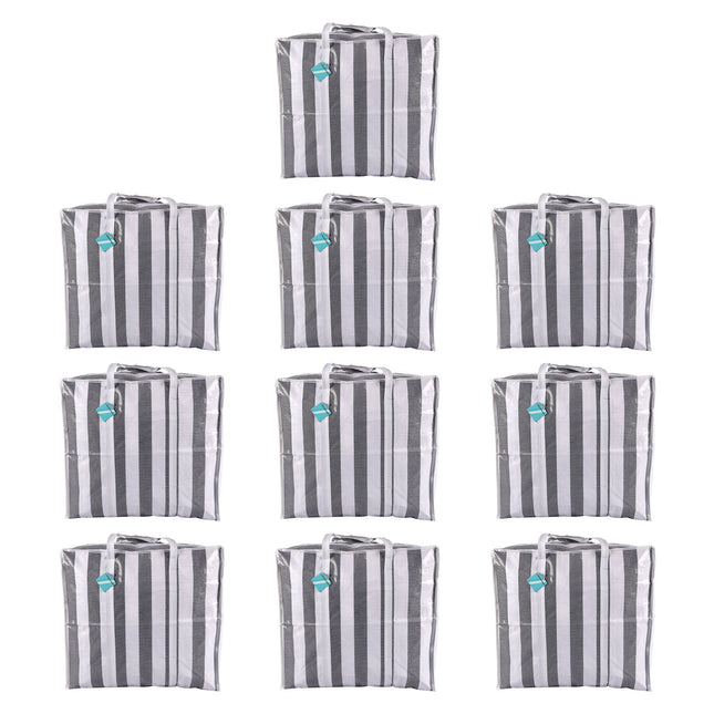 Set van 10 Duurzame Zwart-witte Boodschappentassen - Ideaal voor Winkelen en Organiseren - 55cm x 30cm x 50cm - 1800g