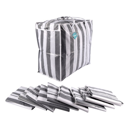 Set van 10 Duurzame Zwart-witte Boodschappentassen - Ideaal voor Winkelen en Organiseren - 55cm x 30cm x 50cm - 1800g