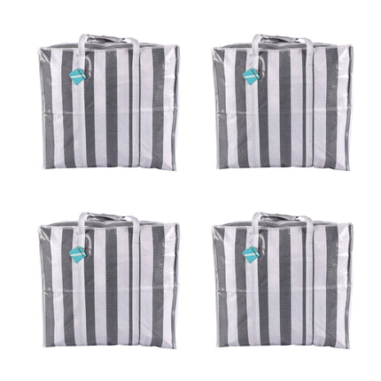 Verfijnde Zwart-Wit Opbergtassen Set - Ruime Reis- en Shopper Tas - Voorzien van Handige Rits - 55cm x 30cm x 50cm - Plastic Constructie - Gewicht: 720g - Inhoud: 4 Stuks.