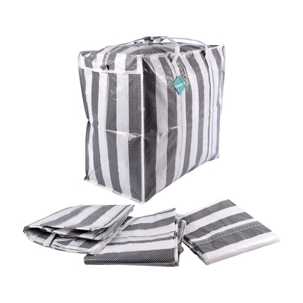 Verfijnde Zwart-Wit Opbergtassen Set - Ruime Reis- en Shopper Tas - Voorzien van Handige Rits - 55cm x 30cm x 50cm - Plastic Constructie - Gewicht: 720g - Inhoud: 4 Stuks.
