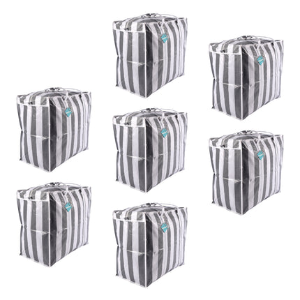 7-delige Multifunctionele Zwarte en Witte Opbergtas met Rits - 55cm x 30cm x 50cm - Opbergtas voor Kleding en Reizen - Ruime Plastic Boodschappentas