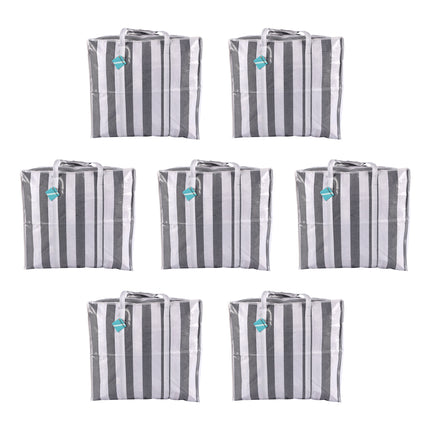 7-delige Multifunctionele Zwarte en Witte Opbergtas met Rits - 55cm x 30cm x 50cm - Opbergtas voor Kleding en Reizen - Ruime Plastic Boodschappentas