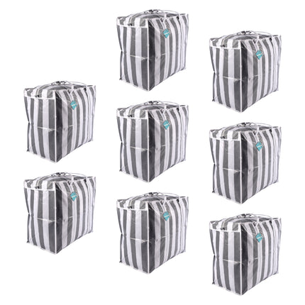 XXL Shopper Tas voor Kleding en Reizen - Zwart-wit - Plastic - 55cm x 30cm x 50cm - 1440g - Set van 8 stuks