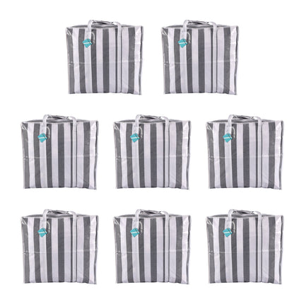 XXL Shopper Tas voor Kleding en Reizen - Zwart-wit - Plastic - 55cm x 30cm x 50cm - 1440g - Set van 8 stuks