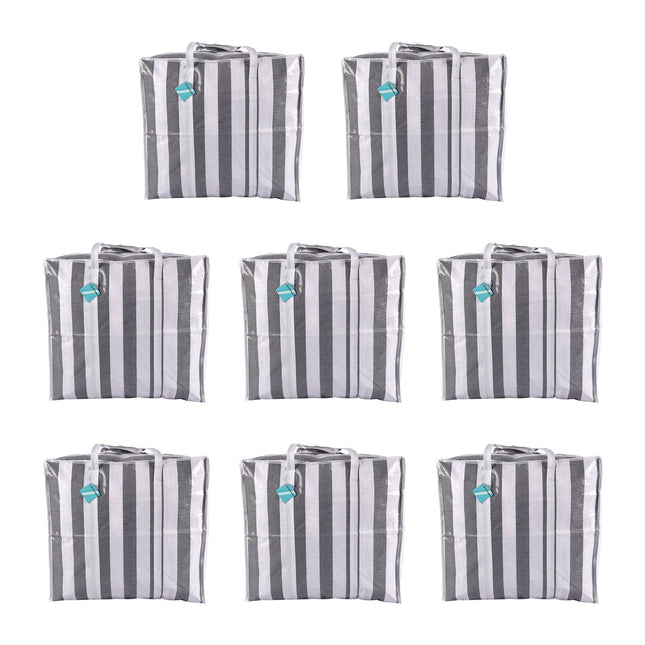 XXL Shopper Tas voor Kleding en Reizen - Zwart-wit - Plastic - 55cm x 30cm x 50cm - 1440g - Set van 8 stuks