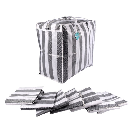 XXL Shopper Tas voor Kleding en Reizen - Zwart-wit - Plastic - 55cm x 30cm x 50cm - 1440g - Set van 8 stuks