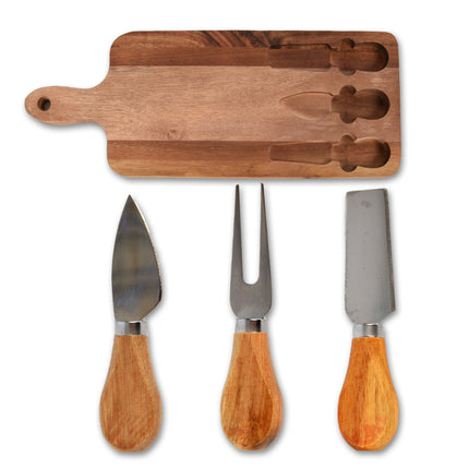 Kaasplank | Kaasplankje | bamboo | Kaasplank met 3 messen | 321 g | lbruin | incl.messen | 42cm*1.5cm*15.5cm