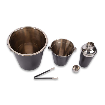Luxe Zwarte RVS Cocktailset 4-delig | Inclusief Shaker & Koelers | Ideaal Geschenk