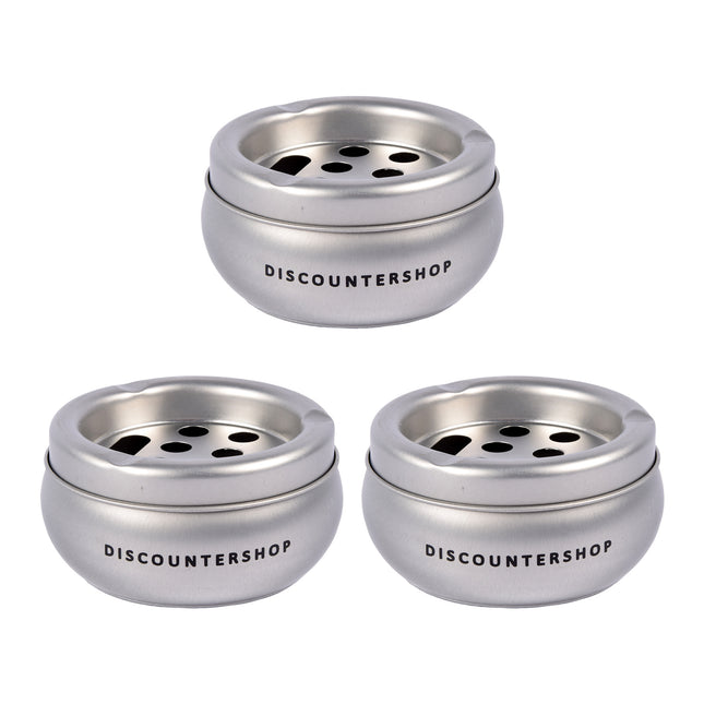 3x Aluminium Stormasbak - Zilverkleurige Sigarettenasbak voor Binnen - Capaciteit van 3 - Slechts 180g - Afmetingen 5.5cm x 10cm