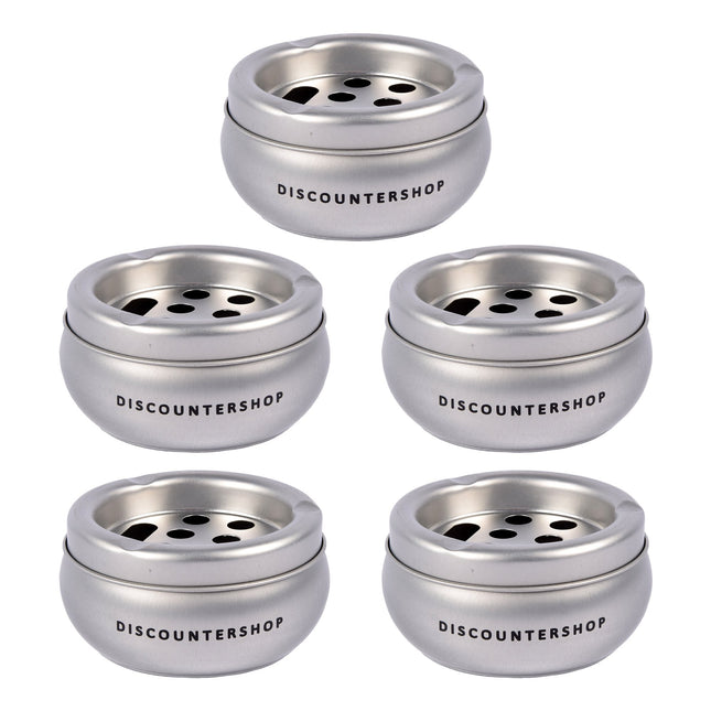 Exclusieve Zilverkleurige Stormasbak voor Binnen - Gemaakt van Aluminium - Ruimte voor 5 Sigaretten - Afmetingen: 5.5cm Hoog, 10cm Diameter 
