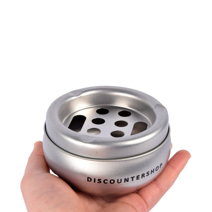 Kwalitatieve Aluminium Asbak - Zilverkleurige Stormasbak voor Binnen - Ruimte voor 7 Sigaretten - 5.5cm Hoog - 10cm Diameter