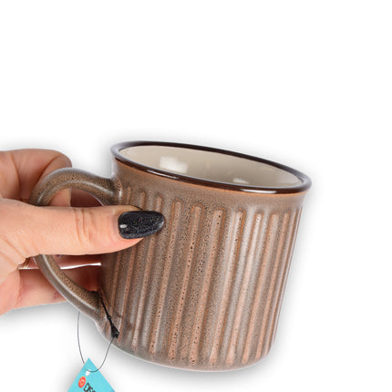 Stijlvolle Paarse Beker - Koffiebeker van Aardewerk - 250ml - Bekerset - 13cm x 9cm - Drinkbeker – Theebeker