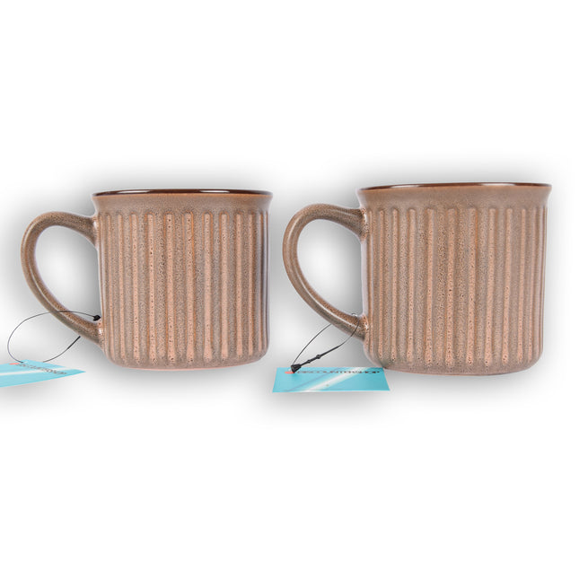 Stijlvolle Paarse Beker - Koffiebeker van Aardewerk – 2x250ml - Bekerset - 13cm x 9cm - Drinkbeker – Theebeker