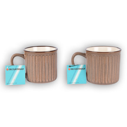 Stijlvolle Paarse Beker - Koffiebeker van Aardewerk – 2x250ml - Bekerset - 13cm x 9cm - Drinkbeker – Theebeker