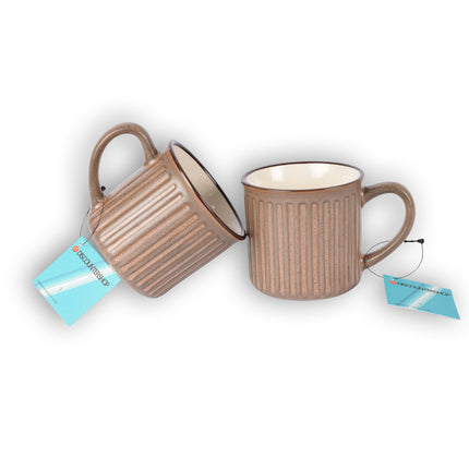 Stijlvolle Paarse Beker - Koffiebeker van Aardewerk – 2x250ml - Bekerset - 13cm x 9cm - Drinkbeker – Theebeker