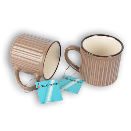 Stijlvolle Paarse Beker - Koffiebeker van Aardewerk – 2x250ml - Bekerset - 13cm x 9cm - Drinkbeker – Theebeker