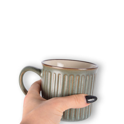 Blauwe Aardewerken Bekerset - Stijlvol Design - 1 Stuk, 378g - Afmetingen: 9cm x 13cm x 9cm - Capaciteit: 250ml - Ideaal voor Koffie & Thee