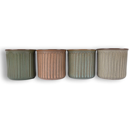 Set van 2 Stijlvolle Blauw Beker - Koffiebeker van Aardewerk – 250ml - Bekerset - 13cm x 9cm - Drinkbeker – Theebeker