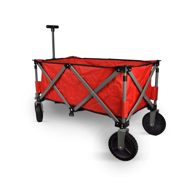 Bolderkar opvouwbaar | Bolderkar | Rood | gelegeerd staal | Draaibaar | Hendel verstelbaar in 2 standen | Maximale belasting: 70kg | Transportkar | Strandkar | 90x49x58cm