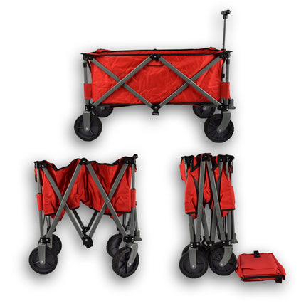 Bolderkar opvouwbaar | Bolderkar | Rood | gelegeerd staal | Draaibaar | Hendel verstelbaar in 2 standen | Maximale belasting: 70kg | Transportkar | Strandkar | 90x49x58cm