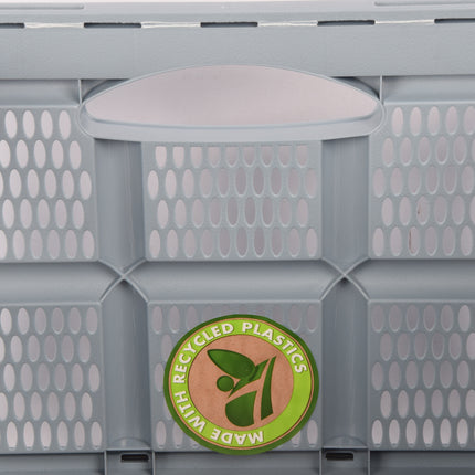 Blauwe Vouwkrat 32 Liter van Gerecycled Plastic | Set Van 4 | 50cm x 21cm x 33cm | Multifunctionele Opvouwbare Opbergbox Zonder Deksel | Stevig en Stapelbaar | Ideaal voor Kleding Boodschappen en Speelgoed