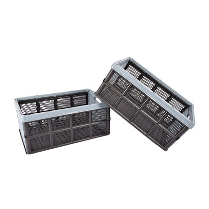 Betrouwbare Blauwe Vouwkrat 32L van Gerecycled Plastic | 50cm x 21cm x 33cm | Set Van 2 | Inklapbaar Zonder Deksel Met Soft-Touch Handgrepen | Uw Spullen Met Vertrouwen Opbergen