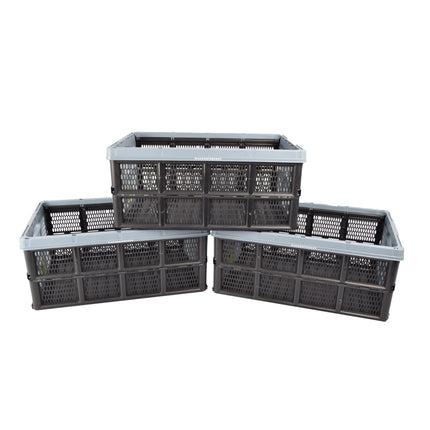 Innovatieve Blauwe Eco-Vouwkrat 32 Liter | 50cm x 21cm x 33cm | 3 Delige | Ultrasterk Gemaakt van Gerecycled Plastic | Ideaal voor Veelzijdige Opslag van Kleding tot Gereedschap | Ruimtebesparend Design 