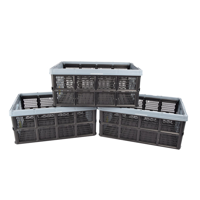Innovatieve Blauwe Eco-Vouwkrat 32 Liter | 50cm x 21cm x 33cm | 3 Delige | Ultrasterk Gemaakt van Gerecycled Plastic | Ideaal voor Veelzijdige Opslag van Kleding tot Gereedschap | Ruimtebesparend Design 
