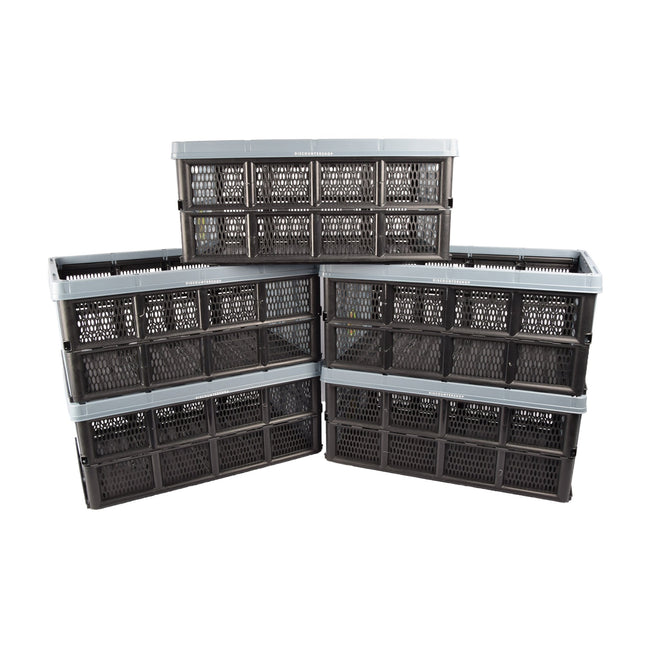 Opslag die Voldoet aan de Behoefte: Duurzame Blauwe Vouwkrat 32 Liter van Gerecycled Plastic | 50cm x 21cm x 33cm | 5 Stuks | Veilig Bewaren Koel Opslaan 