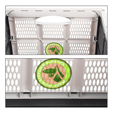 Waar Opbergen Zorgeloos Is: Grijze Vouwkrat 32 Liter van Gerecycled Plastic | Set Van 2 | 50cm x 21cm x 33cm | Betrouwbare Opbergoplossing | Vereenvoudig Je Leven met Onze Opbergoplossingen