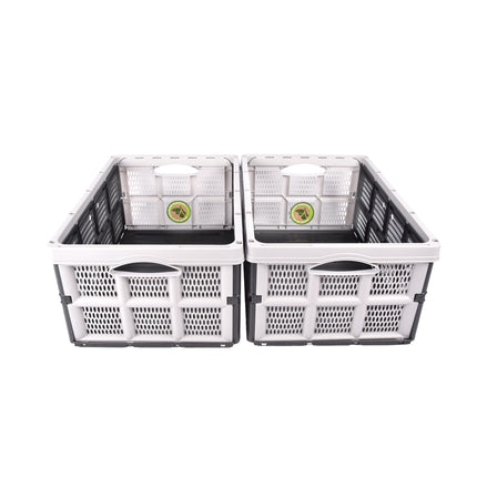 Waar Opbergen Zorgeloos Is: Grijze Vouwkrat 32 Liter van Gerecycled Plastic | Set Van 2 | 50cm x 21cm x 33cm | Betrouwbare Opbergoplossing | Vereenvoudig Je Leven met Onze Opbergoplossingen