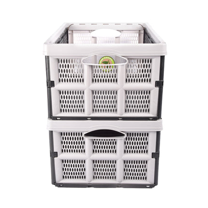 Waar Opbergen Zorgeloos Is: Grijze Vouwkrat 32 Liter van Gerecycled Plastic | Set Van 2 | 50cm x 21cm x 33cm | Betrouwbare Opbergoplossing | Vereenvoudig Je Leven met Onze Opbergoplossingen