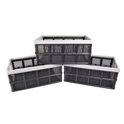 Breng Orde in Chaos: Ruimtebesparende Grijze Opvouwbare Vouwkrat 32 Liter | 50cm x 21cm x 33cm | 3 Delige | Gemaakt van Gerecycled Plastic | Zonder Deksel | Rommel Eindigt en Rust Begint