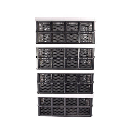 Set Van 4 Grijze Opvouwbare Vouwkrat | 32 Liter | 50cm x 21cm x 33cm | Duurzaam en Milieuvriendelijk met Gerecycled Plastic | Opslag Vereenvoudigd Bewaar Je Ruimte Netjes 