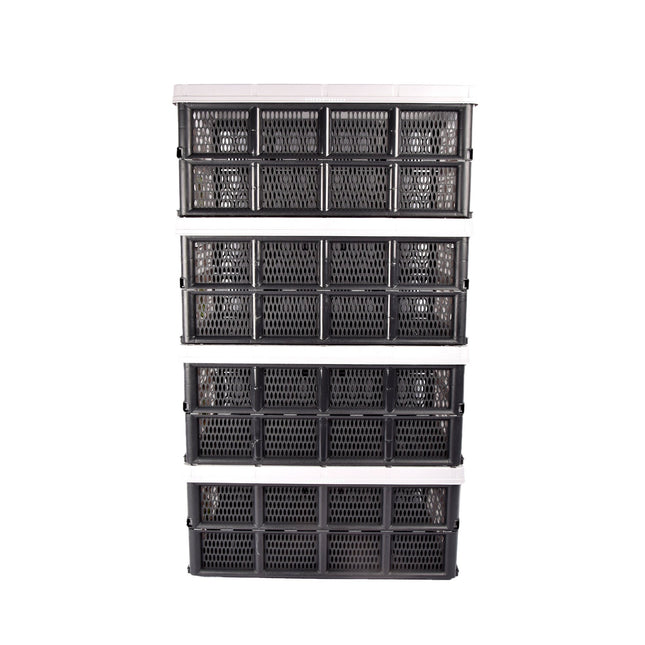 Set Van 4 Grijze Opvouwbare Vouwkrat | 32 Liter | 50cm x 21cm x 33cm | Duurzaam en Milieuvriendelijk met Gerecycled Plastic | Opslag Vereenvoudigd Bewaar Je Ruimte Netjes 