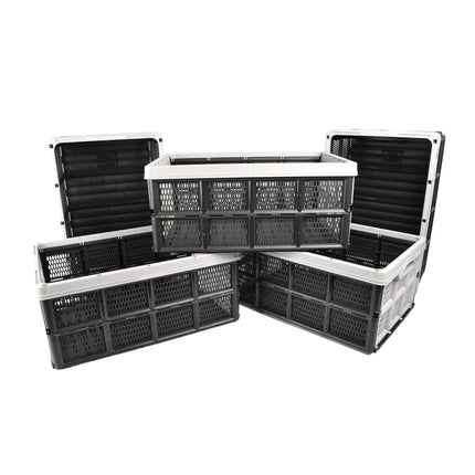 32 Liter Grijze Opvouwbare Vouwkrat | 50cm x 21cm x 33cm | 5 Delige Set | Slim Opbergen Glimlach Bewarend en Ruimte Creërend | Gemaakt van Gerecycled Plastic | Perfect voor Thuis of Onderweg