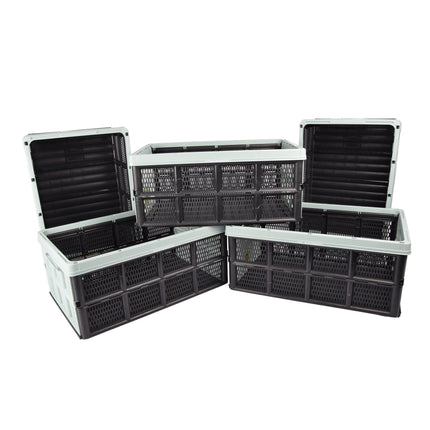 Vervaardigde Opbergoplossingen  Mintgroene Opvouwbare Vouwkrat 32 Liter | 5 Stuks | Gemaakt van Gerecycled Plastic | 50cm x 21cm x 33cm | Duurzaam en Praktisch met Tweezijdige Handgrepen 