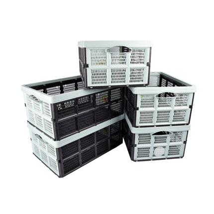 Vervaardigde Opbergoplossingen  Mintgroene Opvouwbare Vouwkrat 32 Liter | 5 Stuks | Gemaakt van Gerecycled Plastic | 50cm x 21cm x 33cm | Duurzaam en Praktisch met Tweezijdige Handgrepen 